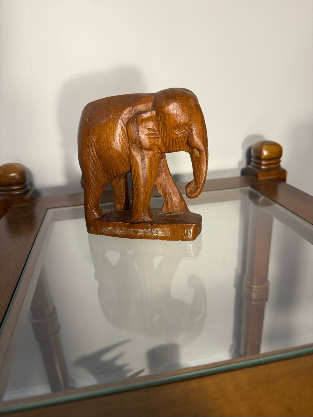 Hand-Carved Wooden Elephant Figurine